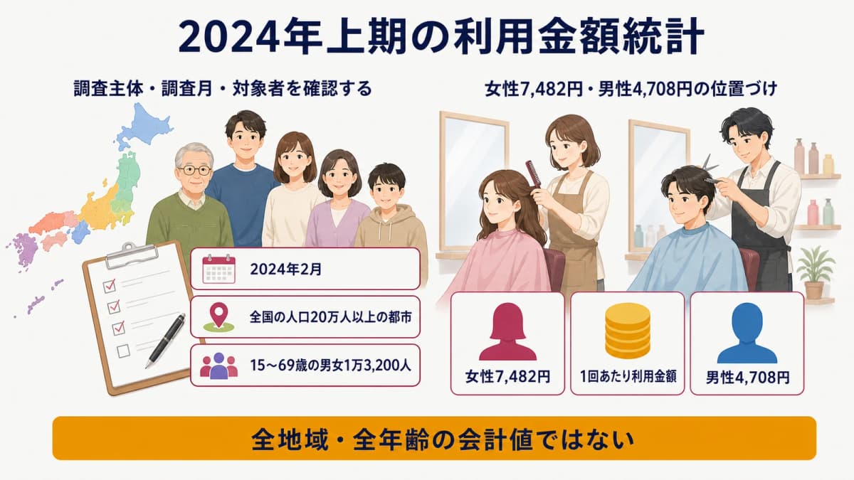 美容センサス2024年上期の調査条件と利用金額を整理した図