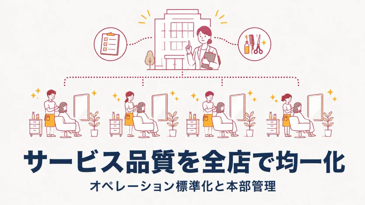 美容室チェーンのサービス品質を全店で均一化する方法|オペレーション標準化と本部管理【2026年版】