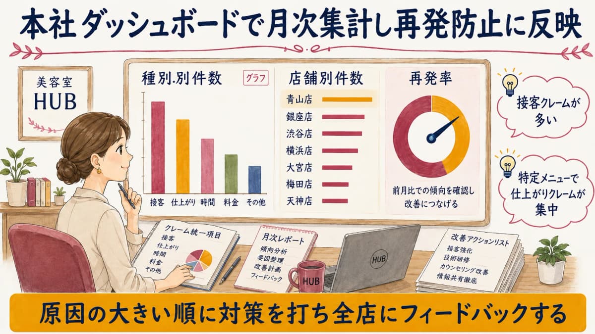 種別別・店舗別の件数と再発率を可視化する本社ダッシュボード