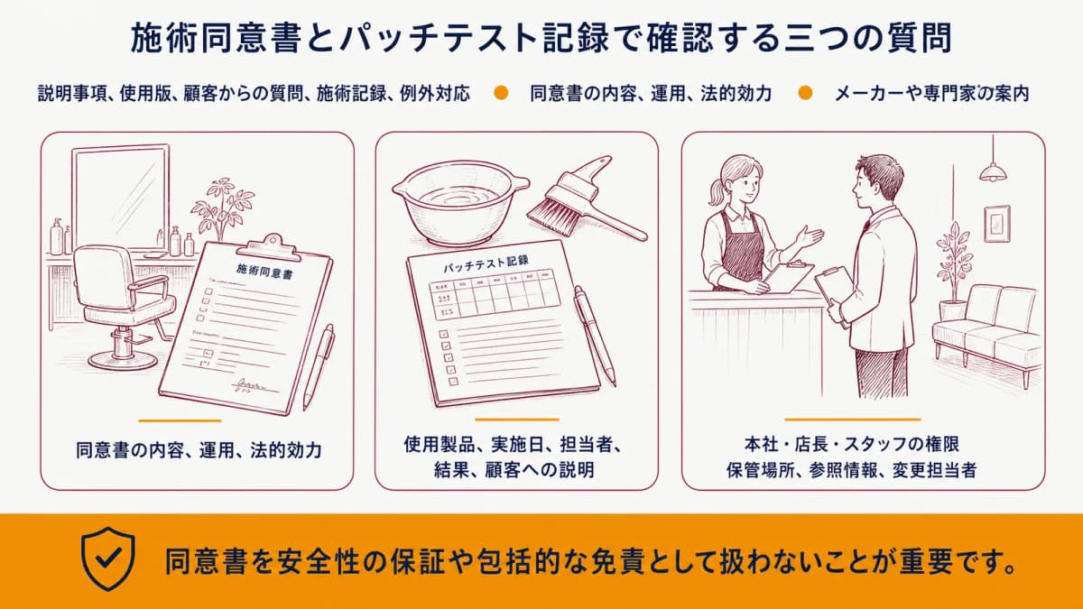 施術同意書とパッチテスト記録で確認する三つの質問