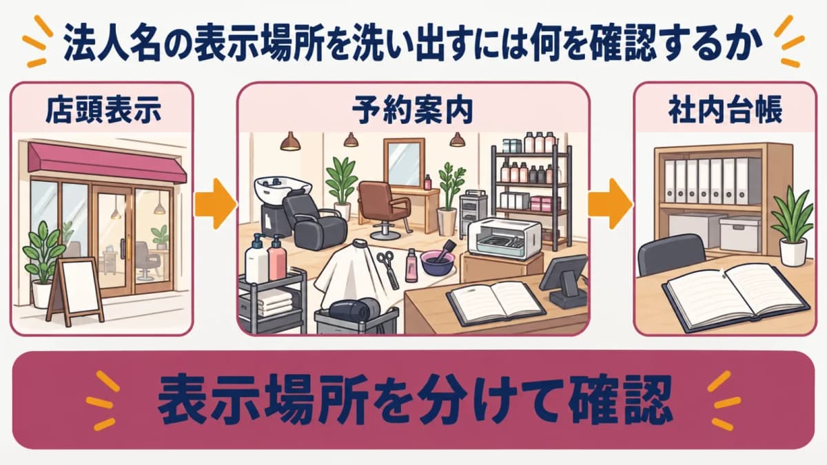 法人名が使われる情報の洗い出し図