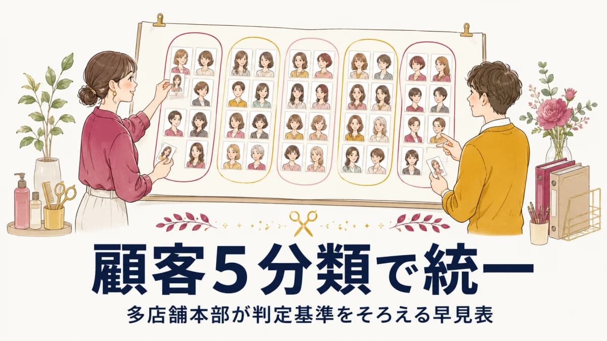 美容室の顧客セグメンテーション|多店舗本部が5分類×判定基準を標準化する早見表【2026年版】