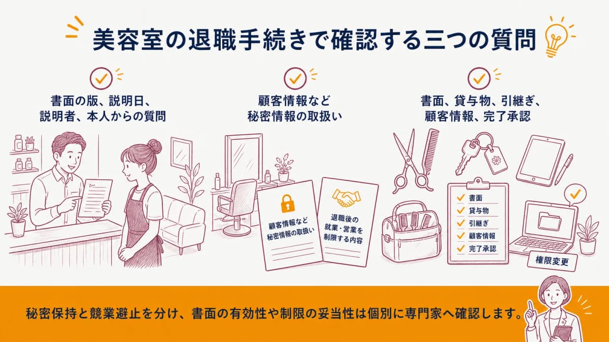 美容室の退職手続きで確認する三つの質問