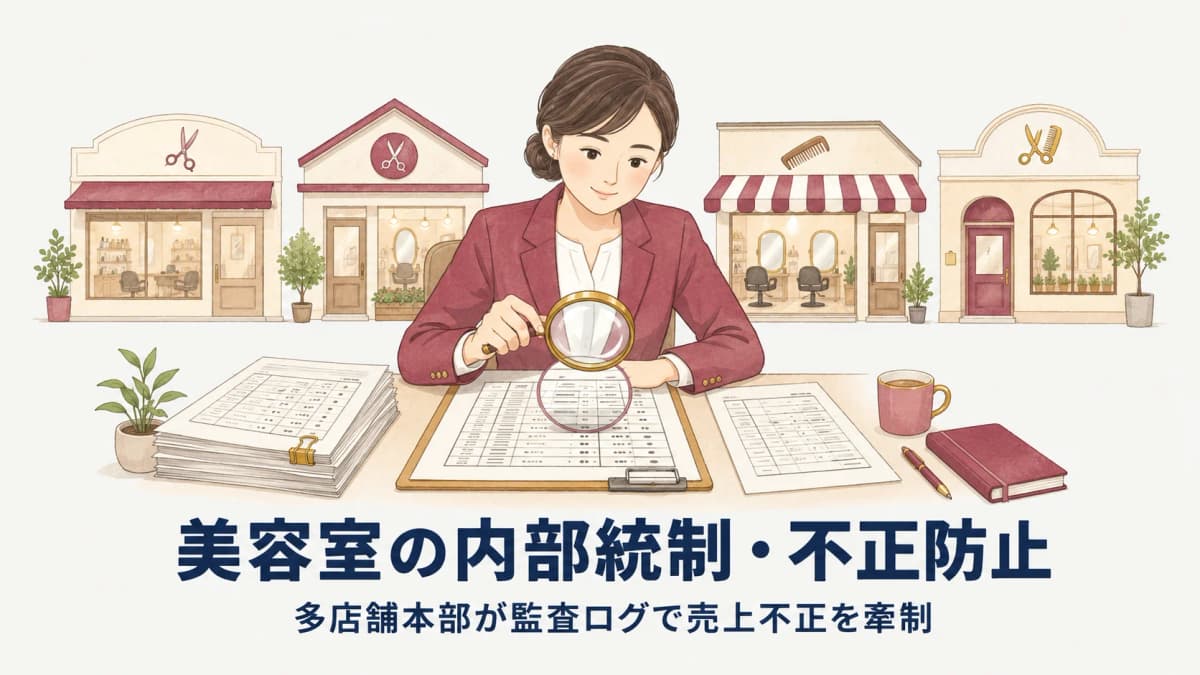 美容室の内部統制・不正防止|多店舗本部が売上改ざんを監査ログと乖離検知で牽制する方法【2026年版】