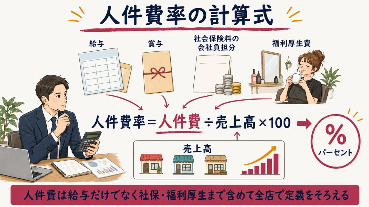 人件費率の計算式分解(人件費÷売上高×100)