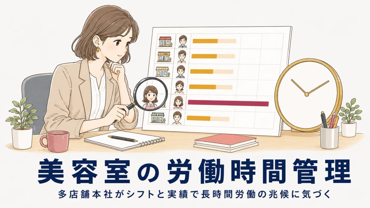 美容室の労働時間管理|多店舗本社がシフトと実績で長時間労働の兆候に気づく【2026年版】