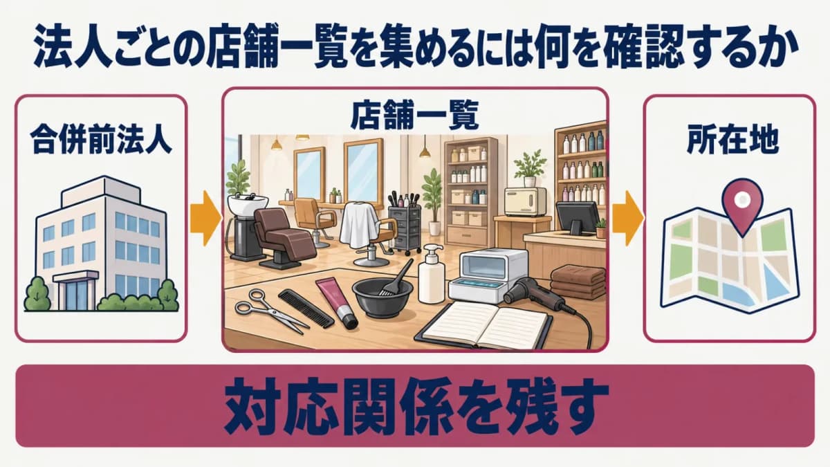 法人ごとの店舗一覧を集める図