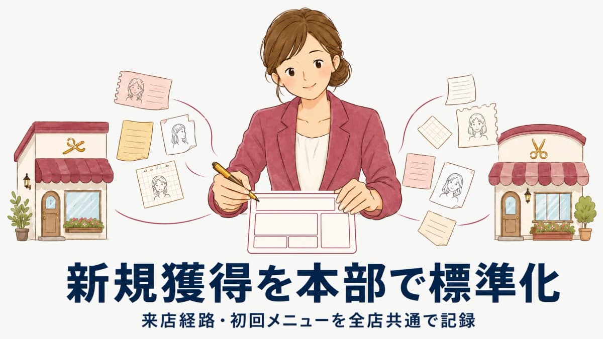 美容室の新規獲得を本部で標準化|多店舗で来店経路・初回メニューを全店共通で記録する方法【2026年版】