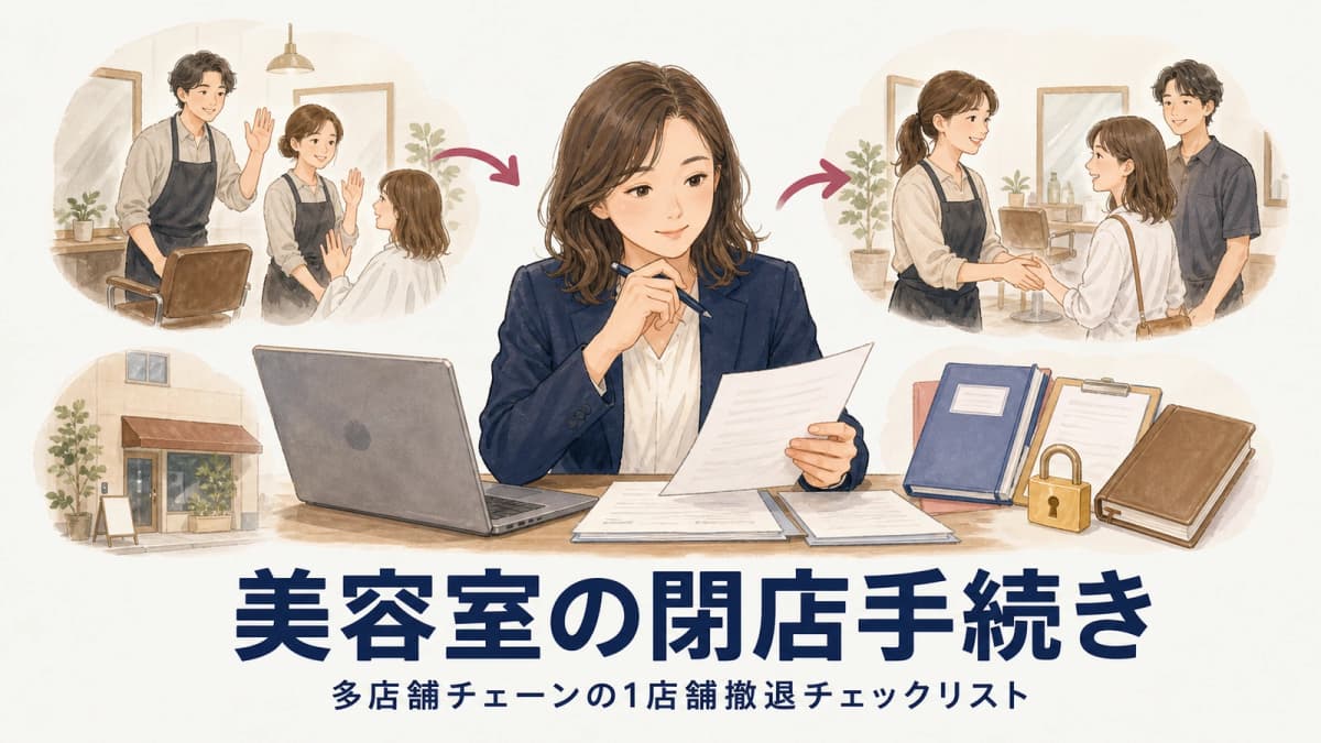 美容室の閉店手続き|多店舗チェーンの1店舗撤退チェックリスト【2026年版】