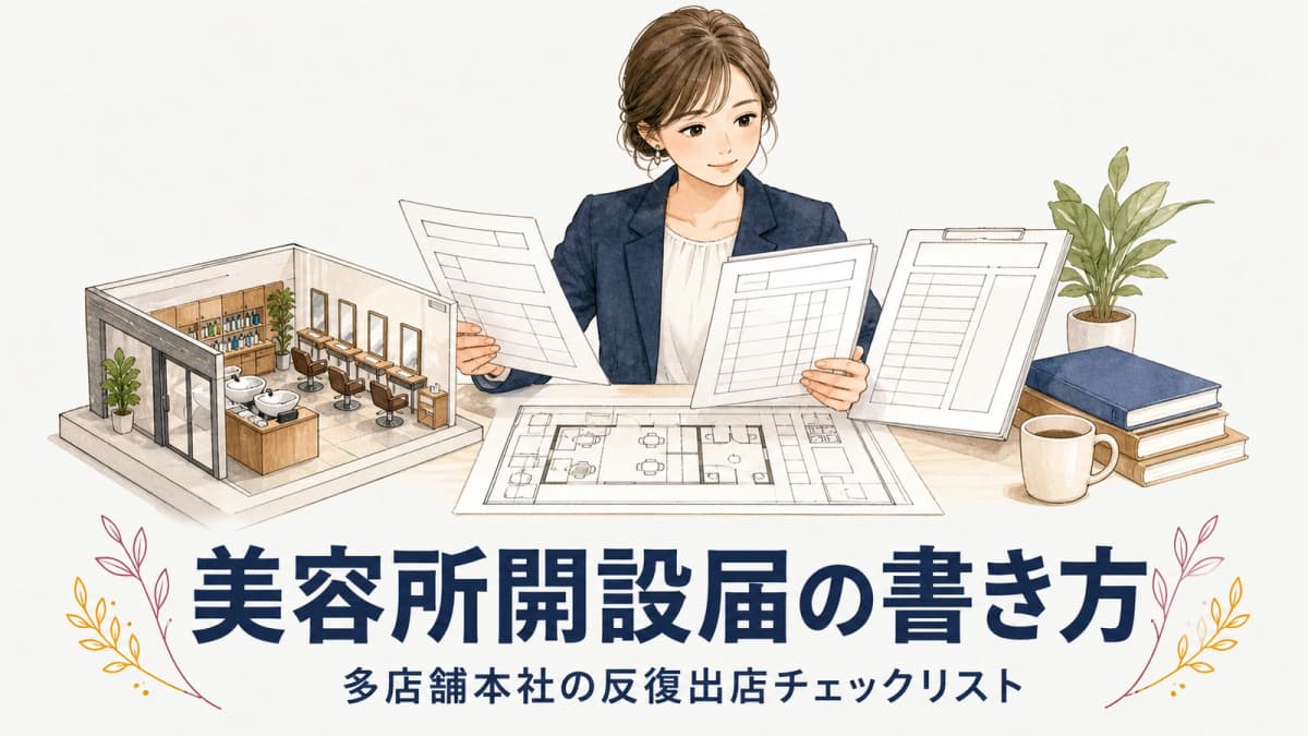 美容所開設届の書き方|多店舗美容室の出店チェックリスト【2026年版】