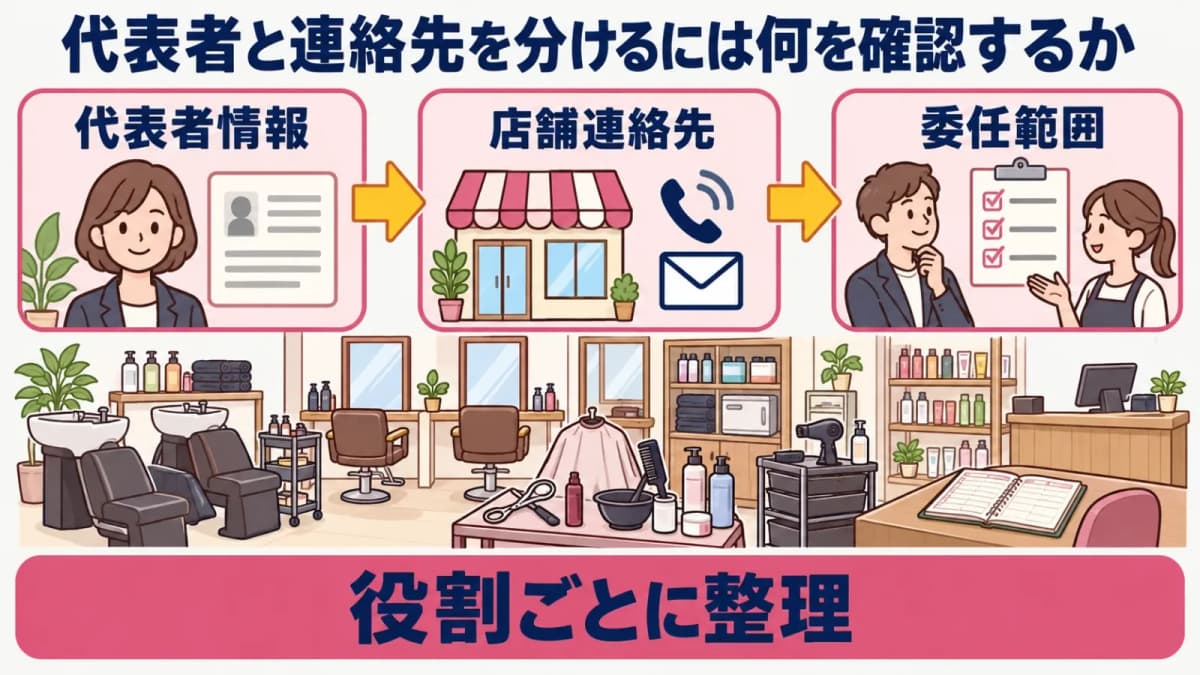 代表者・連絡先・委任範囲の整理図