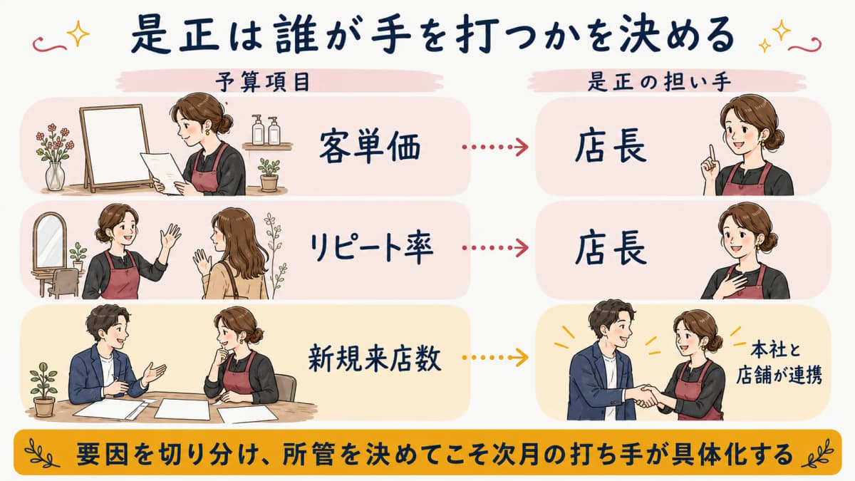 予算項目ごとに是正の担い手を整理した所管マトリクス