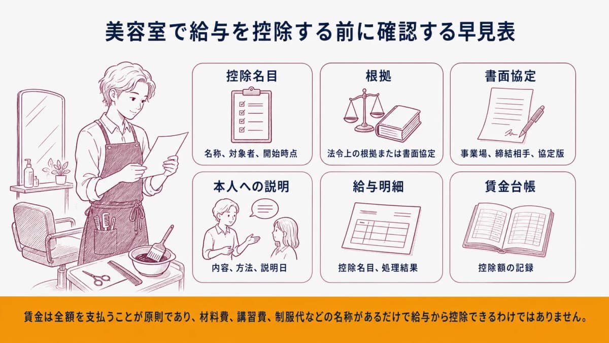 美容室で給与を控除する前に確認する早見表